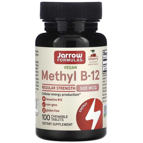 Jarrow Formulas, метил B-12, вишневый вкус, 500 мкг, 100 жевательных леденцов